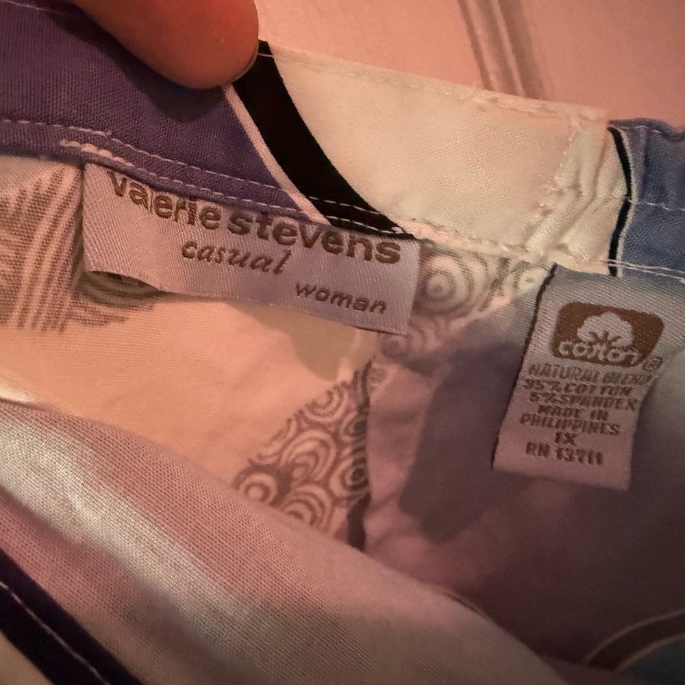 Valerie Stevens Blue and Cream A-Line Skirt - Picture 3 of 3